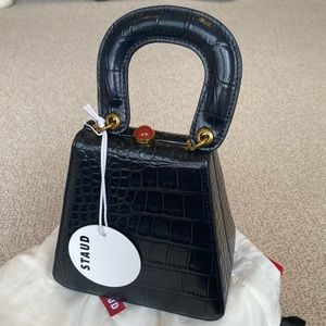 STAUD Croc Leather Bag